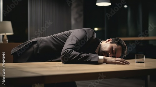 businessman sleeping on the desk