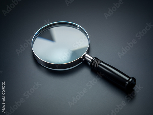 a magnifying glass on a black surface