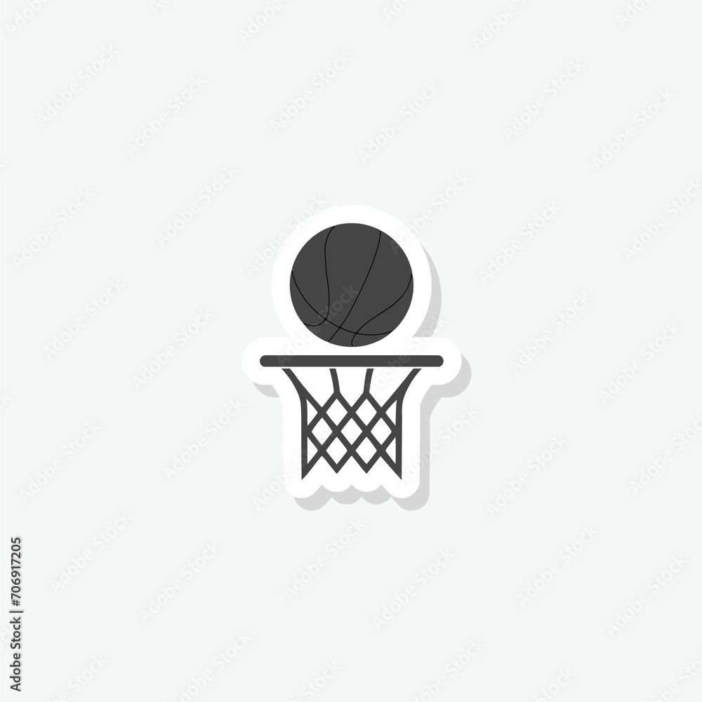 Basketball ball logo sticker isolated on gray background