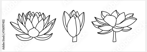 Lotus flower doodle icon isolated. Sketch vector stock illustration. EPS 10