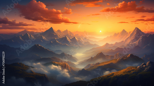Sunrise timelapse at mountains © Jafger