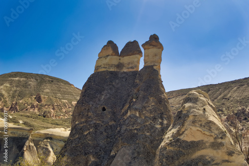 Obraz na płótnie Cappadocia landscape soft volcanic rock, shaped by erosion into towers. w salonie