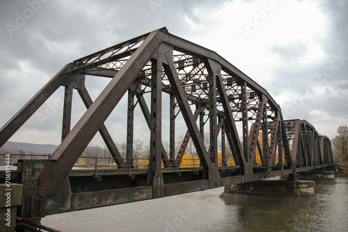 Train trestle bridge across the Allegheny River, Warren, PA © Zack Frank