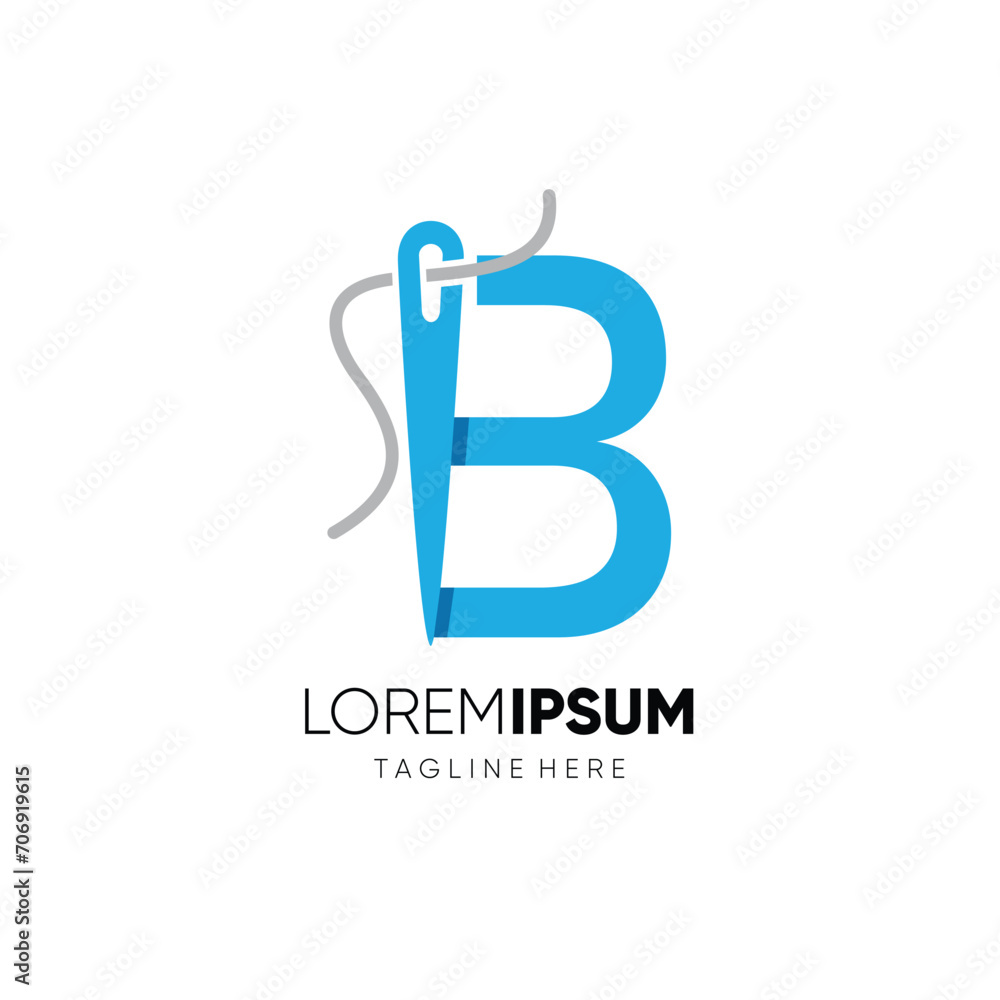 Initial Letter B Needle Logo Design Vector Icon Graphic