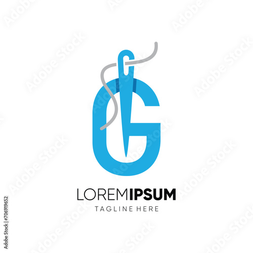 Initial Letter G Needle Logo Design Vector Icon Graphic