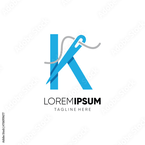 Initial Letter K Needle Logo Design Vector Icon Graphic