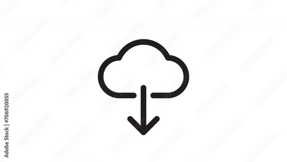 Download cloud icon animation. on a white background. 4K Video Download cloud icon animation. on a white background. 4K Video