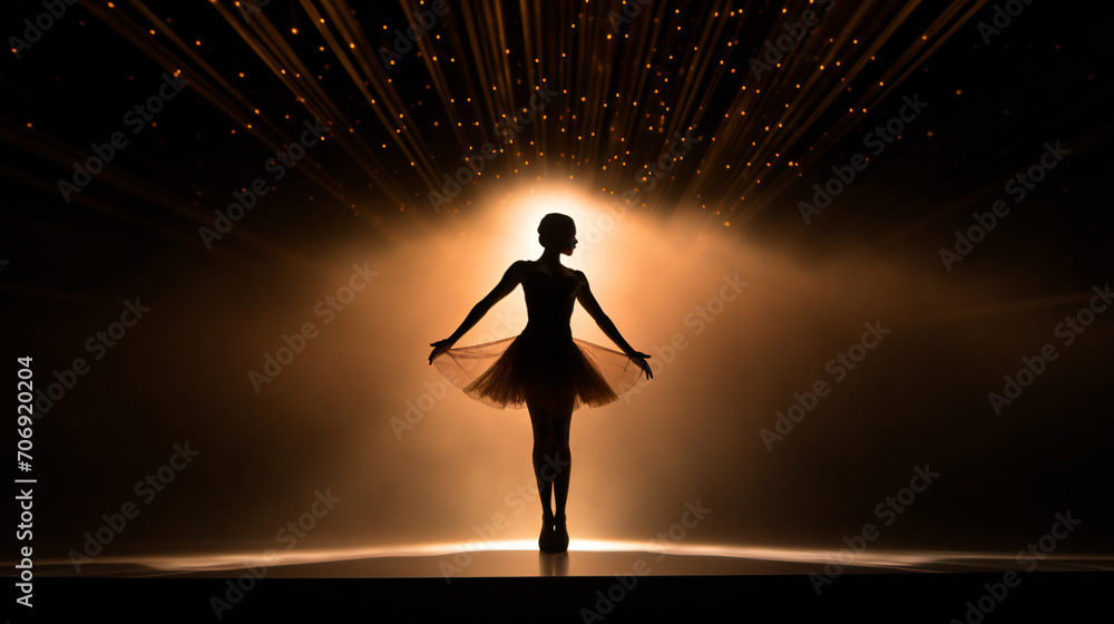 The silhouette of a ballerina on stage
