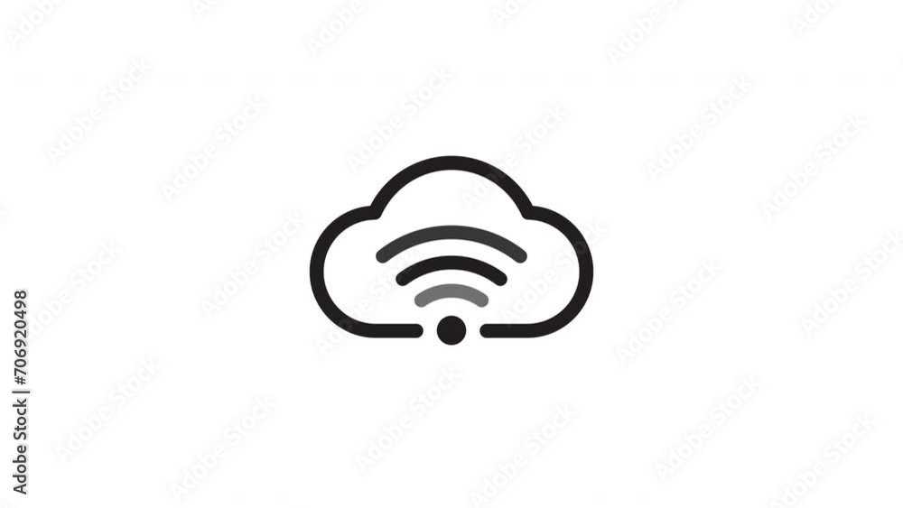 Wifi cloud icon animation. on a white background. 4K Video Wifi cloud icon animation. on a white background. 4K Video