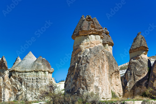 Obraz na płótnie Cappadocia landscape soft volcanic rock, shaped by erosion into towers. w salonie