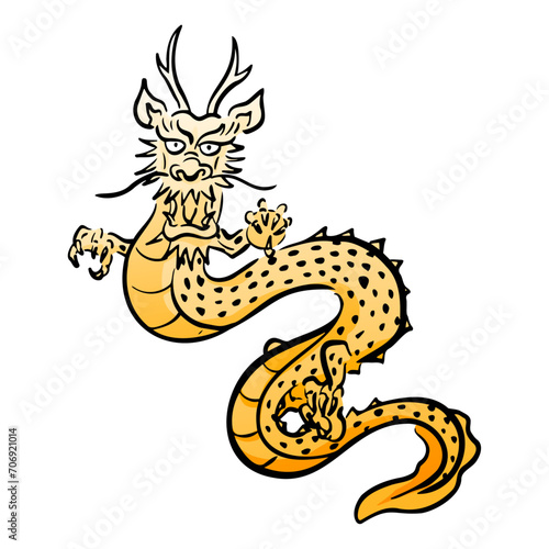 龍の和風ベクターイラスト（カラー）。