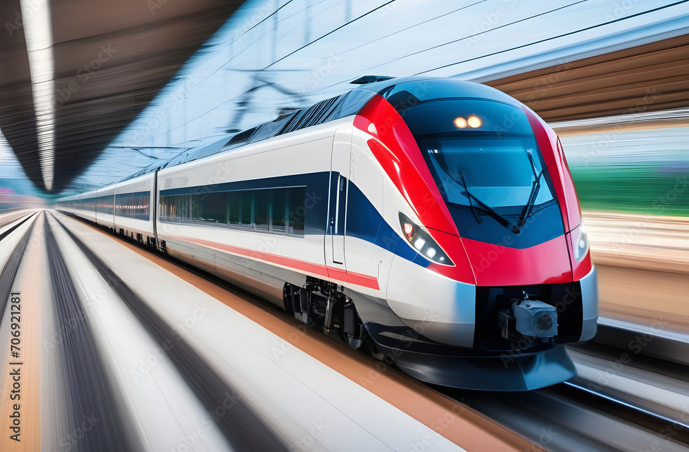 Fototapeta premium fast moving train. 