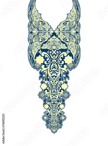 Neckline embroidery design for textile print on fabric - Textile Borders