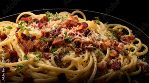 Pasta Carbonara with bacon and Parmesan