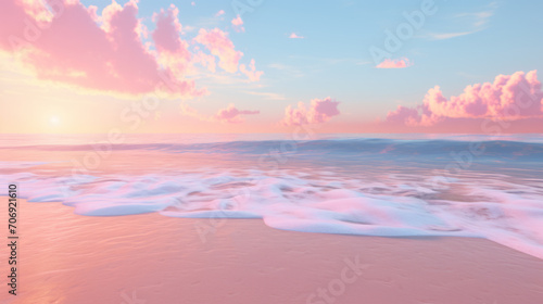 A cotton candy sunrise at the beach © Natalia Klenova