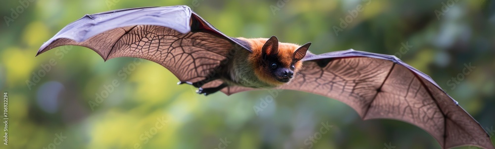 Bat in forest. Banner