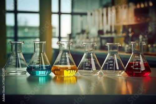 Laboratory Equipment in Laboratory - Scientific Glassware for Chemical Background