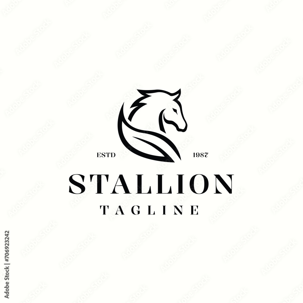 Horse Leaf Logo. Stallion Symbol Design Template Vector Illustration