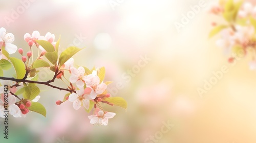 Beautiful spring background with flowers, copy space.