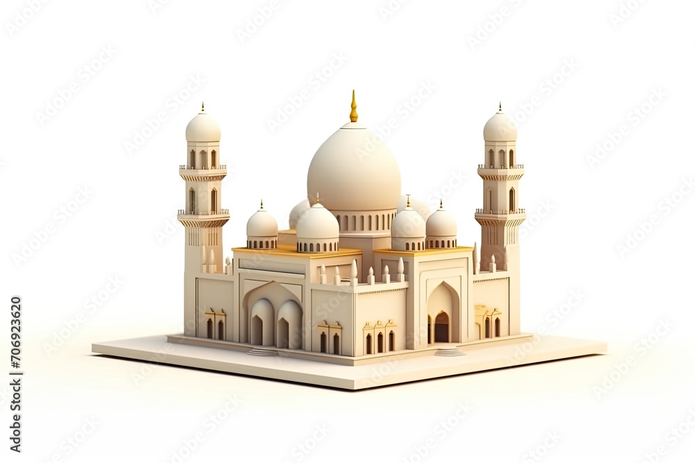 flat design of 3d mosque building exterior