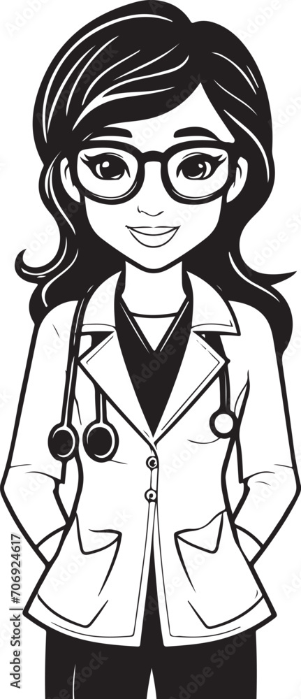 hand drawn sketch of a female doctor outline drawing illustration generative ai hand drawn sketch of a female doctor outline drawing illustration generative ai