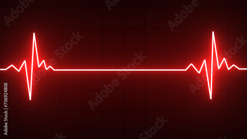 Glowing red neon Heart pulse monitor with signal. Electrocardiogram show pulse rate graph ,Heart beat ,ECG ,EKG interpretation. Healthy and Medical concept photo