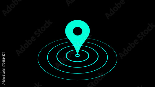 Map pin icon, gps pointer. Blue location route gps position navigator sign and travel navigation pin road map pointer symbol. Location sign. Locate symbol photo