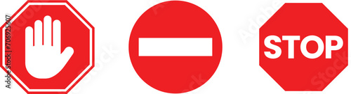 top sign icon Notifications that do not do anything. stop sign collection. the hand stops. Stop vector sign. Red stop sign icon, flat style.
