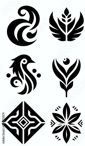 Set of black and white Logo patterns   seamless  vector  design  black  tire  illustration