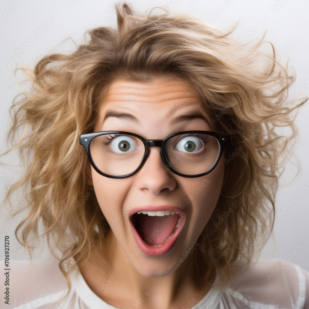 Portrait of a surprised young woman on a white background Portrait of a surprised young woman on a white background