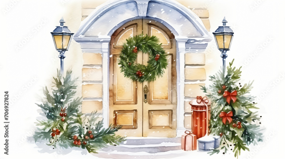 watercolor illustration christmas