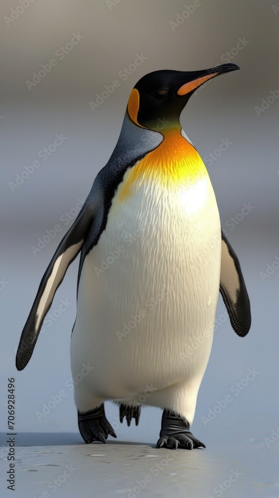Obraz premium Penguin on the rocks. Vertical background 