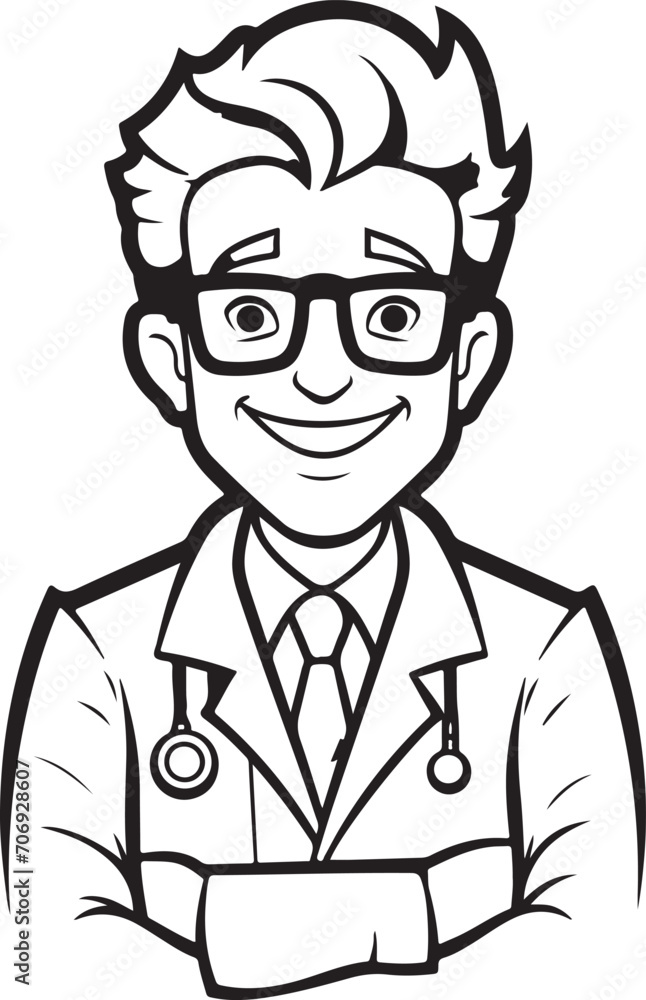 hand drawn sketch of a male doctor outline drawing illustration generative ai hand drawn sketch of a male doctor outline drawing illustration generative ai