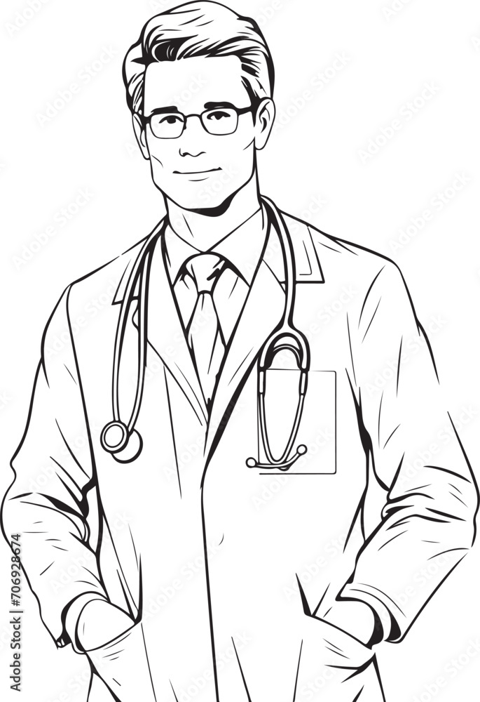 hand drawn sketch of a male doctor outline drawing illustration generative ai hand drawn sketch of a male doctor outline drawing illustration generative ai