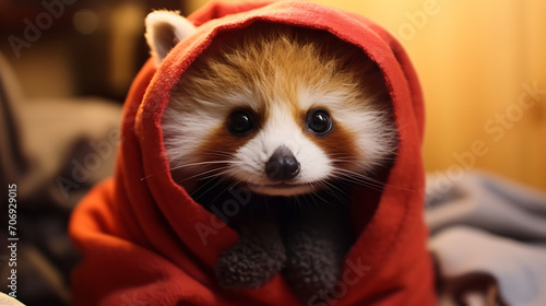 Adorable baby red panda yoda
