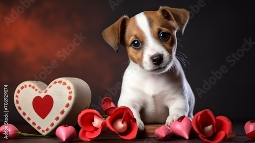 Cute Jack Russell puppy congratulates you on Valentine © Salman
