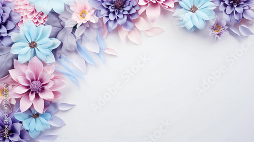 Frame with colorful flowers on a white background © Salman