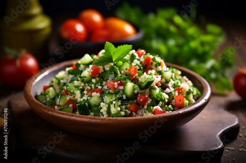 Tabbouleh salad with pomegranate and parsley