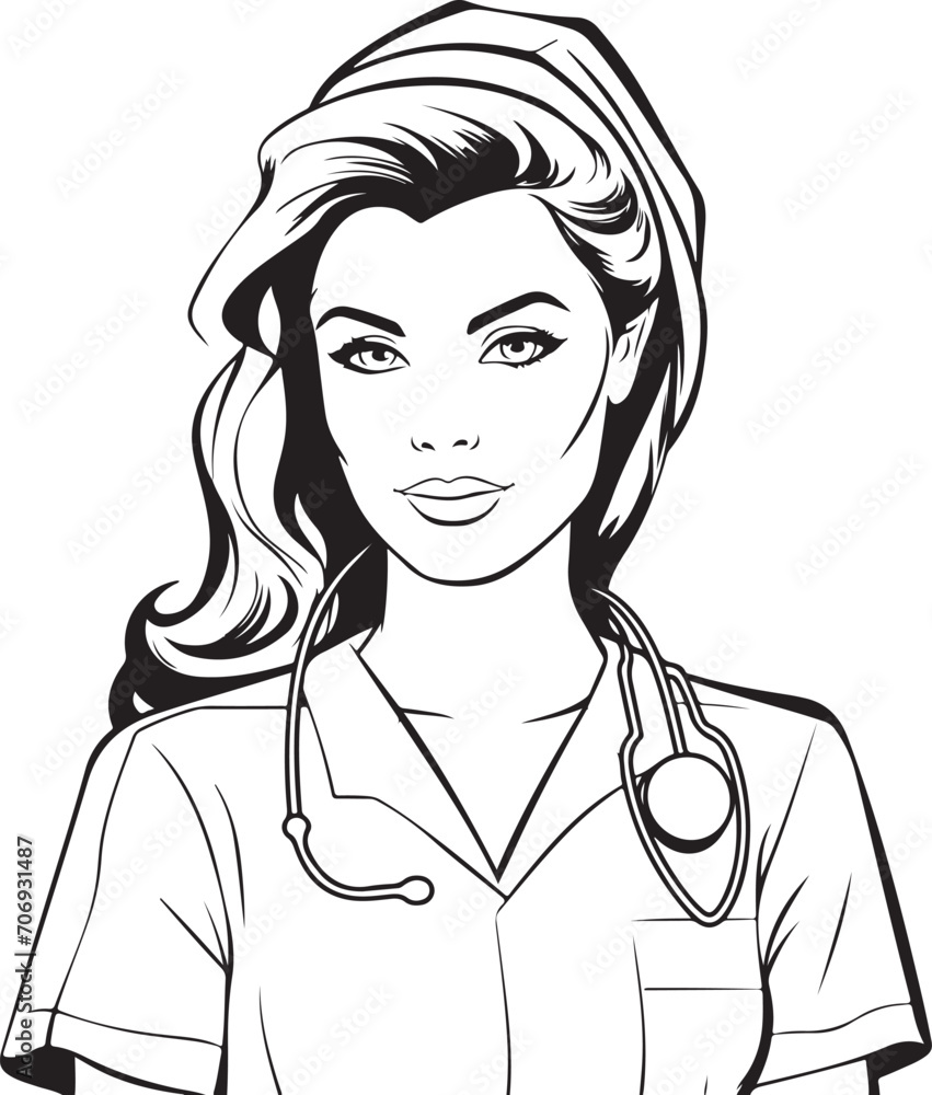 hand drawn sketch of a nurse drawing illustration generative ai hand drawn sketch of a nurse drawing illustration generative ai