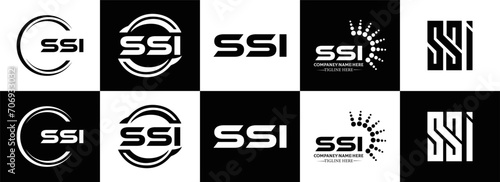 SSI logo. S S I design. White SSI letter. SSI, S S I letter logo design. Initial letter SSI letter logo set, linked circle uppercase monogram logo. S S I letter logo vector design.	
