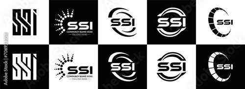 SSI logo. S S I design. White SSI letter. SSI, S S I letter logo design. Initial letter SSI letter logo set, linked circle uppercase monogram logo. S S I letter logo vector design.	
