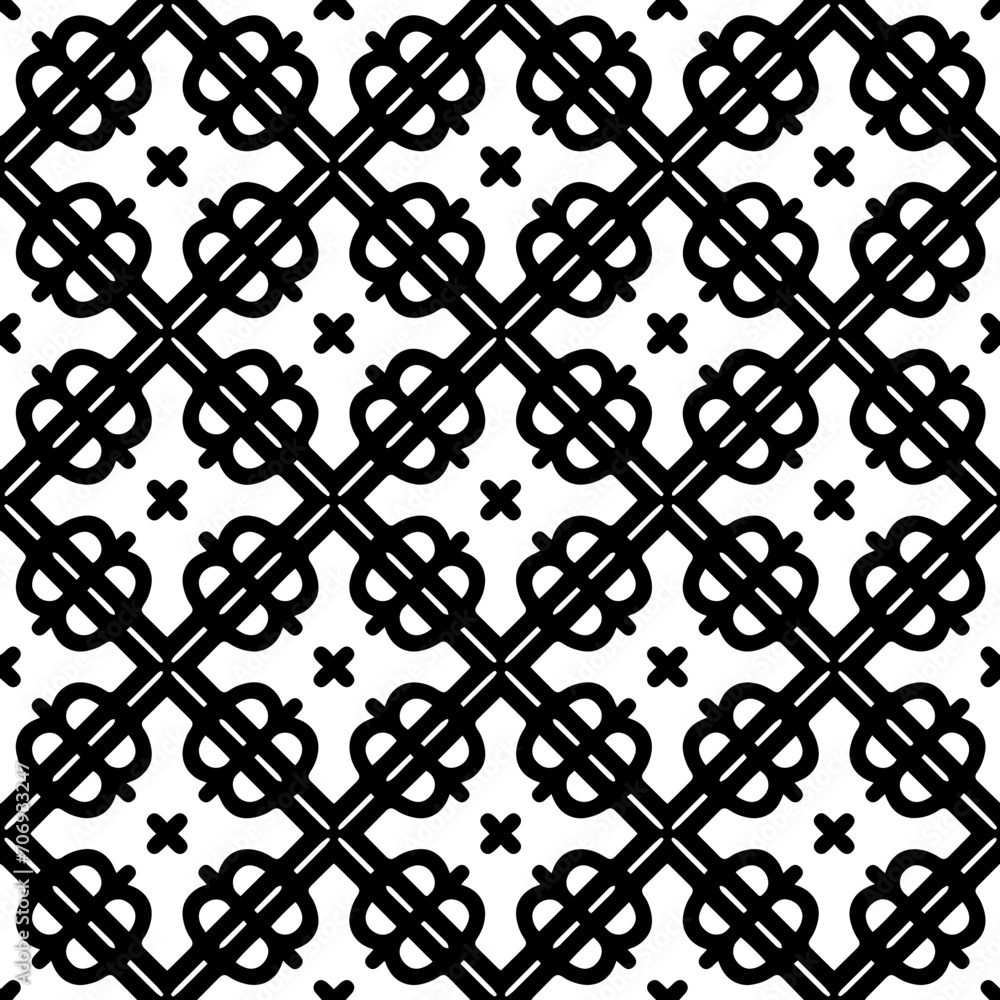 Fototapeta premium Monochrome pattern, Abstract texture for fabric print, card, table cloth, furniture, banner, cover, invitation, decoration, wrapping.seamless repeating pattern.Black and white color.