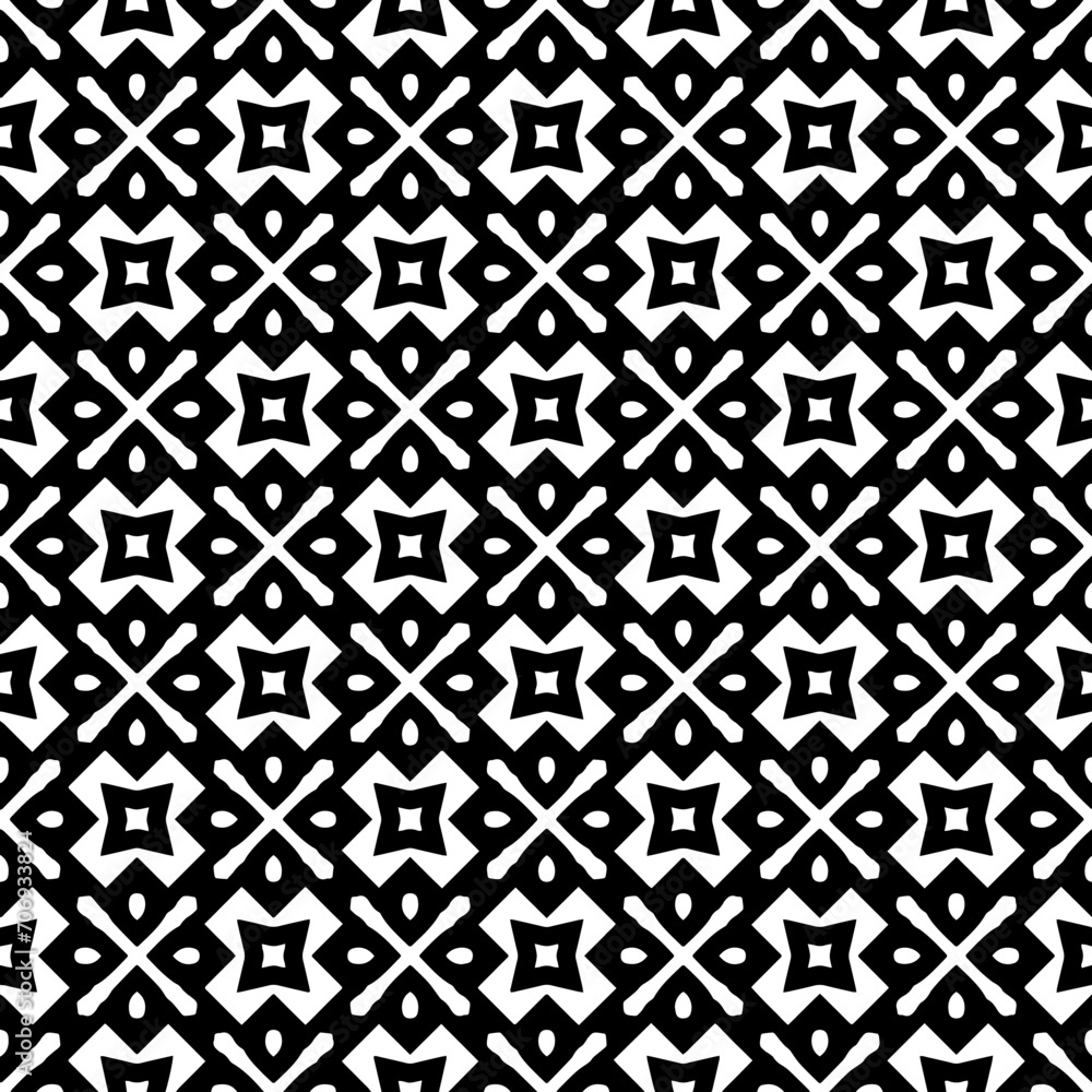 Monochrome pattern, Abstract texture for fabric print, card, table cloth, furniture, banner, cover, invitation, decoration, wrapping.seamless repeating pattern.Black and white color.