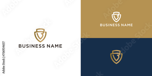 Photos Letter b shield type logo design icon.