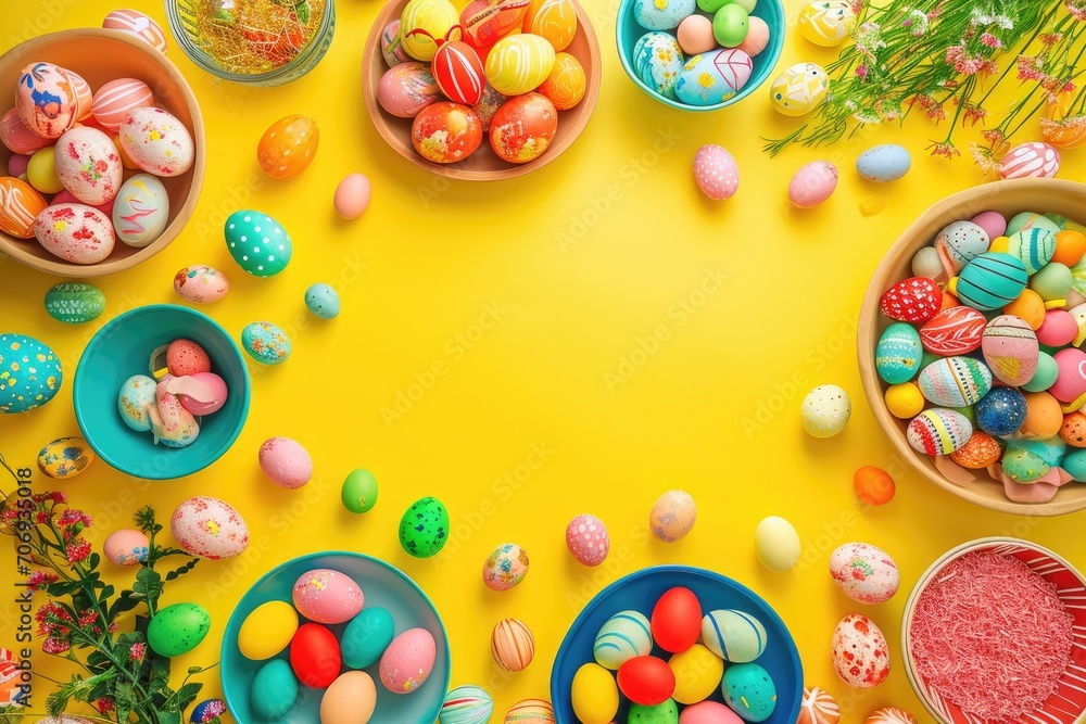 Easter party concept. Top view Sweet easter party background Spring holiday concept Easter party concept. Top view Sweet easter party background Spring holiday concept