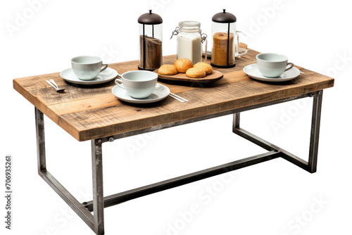 Industrial Breakfast Table Isolated On Transparent Background