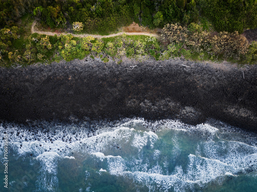 Aerial view of Mon Repos beach, Bargara, Queensland, Australia