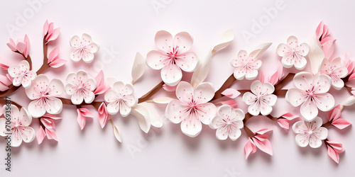 pink cherry blossom,Sakura Branch-cherry Blossom-felt Flower-spring Blooms-cherry ,Cherry blossom flowers bucket background top view in flat lay style,Delicate and Soft Watercolor Almond Blossom Petal