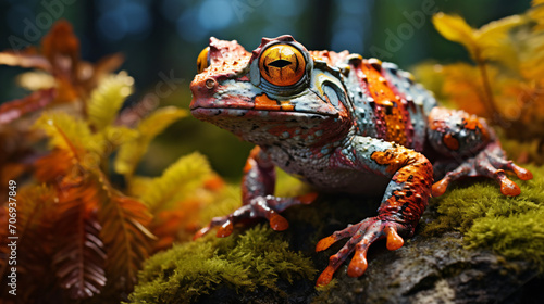 Amphibian made of marble rock  beautiful frog