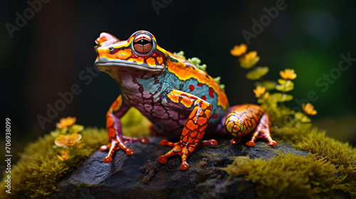 Amphibian made of marble rock beautiful frog